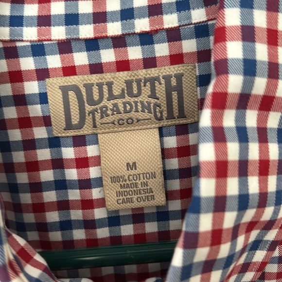 Duluth Trading Wrinklefighter Relaxed Fit Button Down Shirt Gingham - Picture 8 of 10